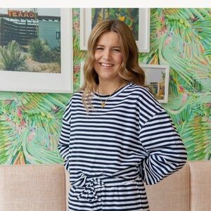 Navy and White Striped Women's Blouse